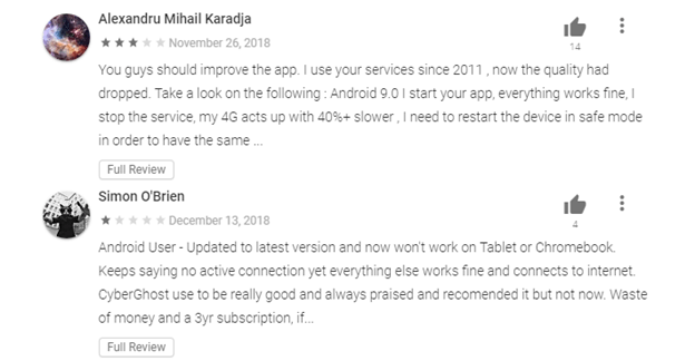 CyberGhost Android App User Review